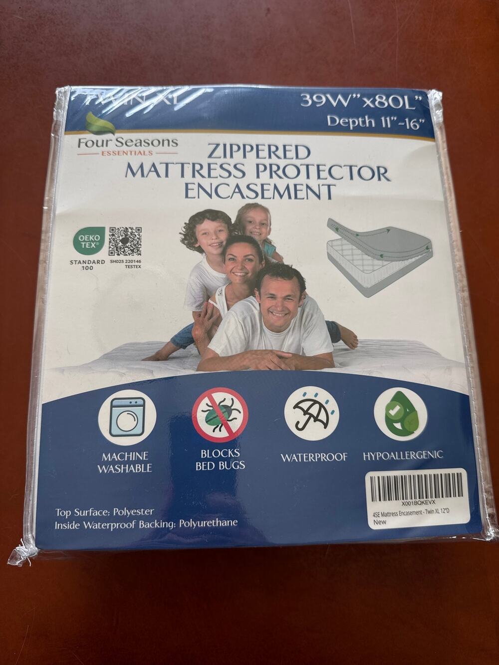 Four Seasons Essentials Twin XL Mattress Encasement Protector Waterproof Zipper